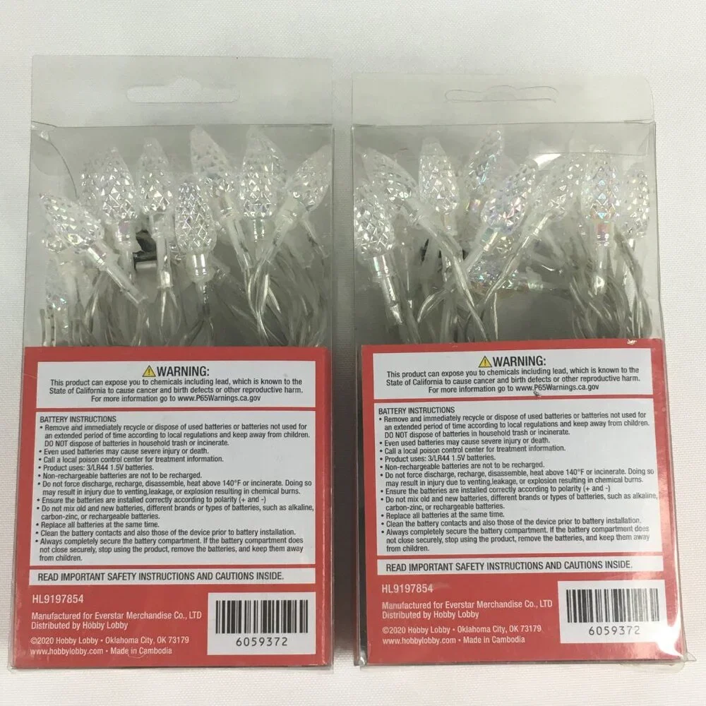2 Packs of Battery Operated C3 Christmas Lights 20 Count Warm White with Timer